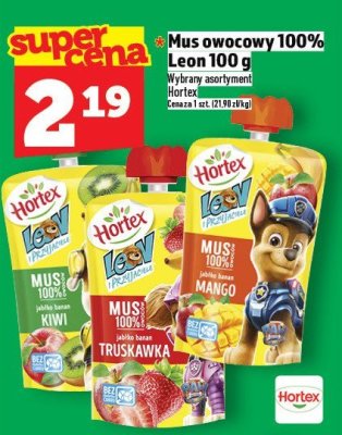 Mus owocowy 100% Leon 100g promocja w TOPAZ
