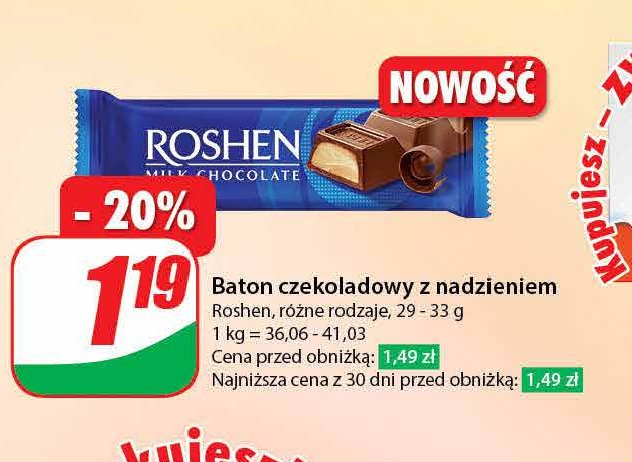 Baton z nadzieniem czekoladowym Roshen promocja