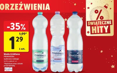 Woda źródlana Primavera wybrane rodzaje promocja w Intermarche