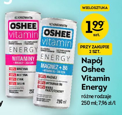 Napój energetyczny magnez + kwas pantotenowy + wit. b6 + żen-szeń Oshee vitamin energy promocja