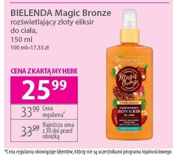 Złoty eliksir do ciała rozświetlający Bielenda magic bronze promocja