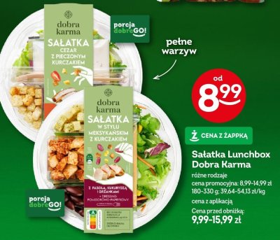 Sałatka Lunchbox Dobra Karma Cezar z pieczonym kurczakiem, w stylu meksykańskim z kurczakiem promocja w Żabka