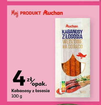 Kabanosy z łososia Auchan różnorodne (logo czerwone) promocja