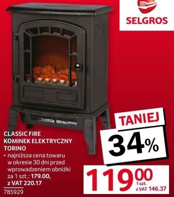 Kominek CLASSIC FIRE KOMINEK ELEKTRYCZNY TORINO promocja w Selgros