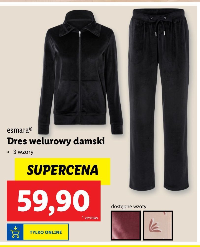 Dres welurowy damski Esmara promocja w Lidl