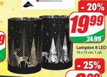 Lampion szklany 8 led 10 x 15 cm promocja