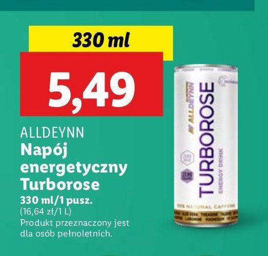 Napój turborose zero cukru Alldeynn promocja