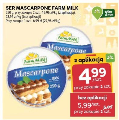 Ser Mascarpone Farm Milk promocja w Stokrotka