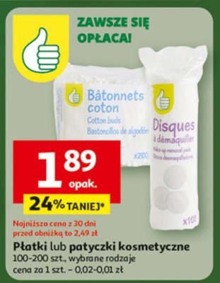 Płatki lub patyczki kosmetyczne 100-200 szt., wybrane rodzaje promocja w Auchan