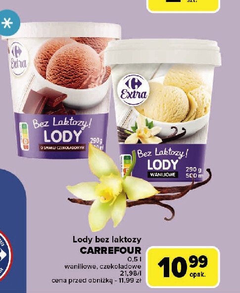 Lody czekoladowe bez laktozy Carrefour extra promocja w Carrefour