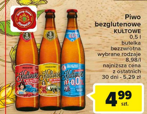 Piwo Kultowe bez glutenu miodowe promocja