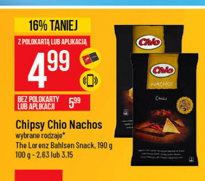Chipsy serowe chili Chio nachos promocja