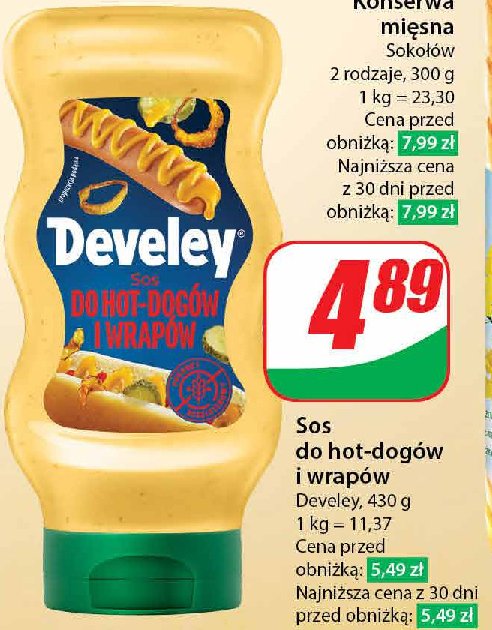 Sos do hot-dogów i wrapów Develey promocja w Dino