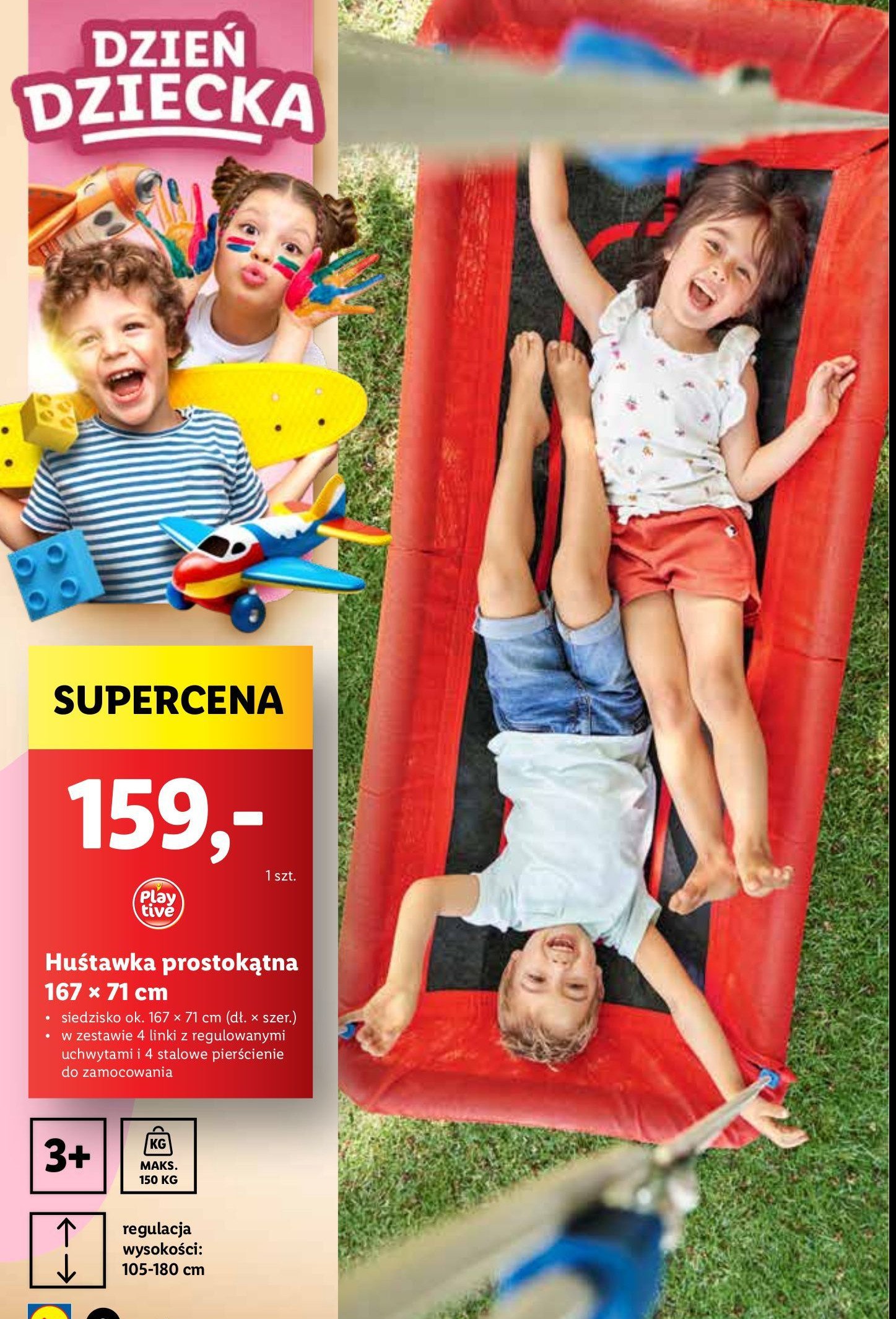 Huśtawka prostokątna 170 x 71 cm Playtive promocja