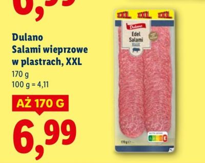 Salami wieprzowe w plastrach Dulano, XXL promocja w Lidl
