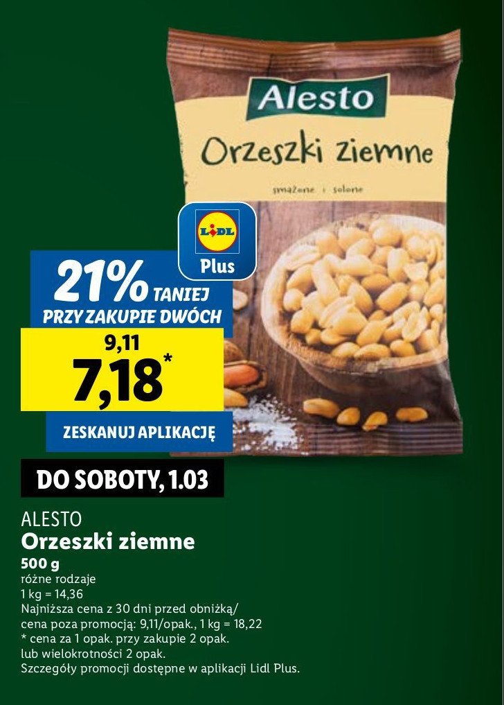 Orzeszki ziemne prażone solone Alesto promocja