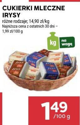 Cukierki mleczne Irysy różne rodzaje promocja w Stokrotka