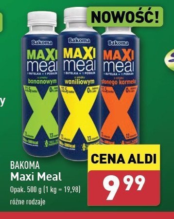 Jogurt waniliowy Bakoma maxi meal promocja w Aldi