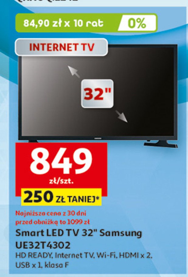 Telewizor 32" ue32t4302 Samsung promocja w Auchan