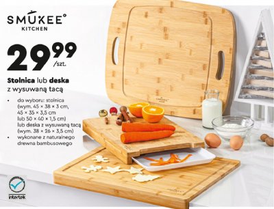Deska z wysuwaną tacą 38 x 26 x 3.5 cm Smukee kitchen promocja