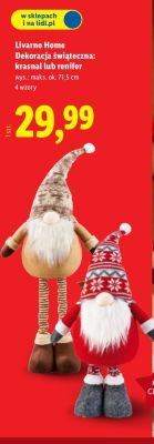 Dekoracja świąteczna Livarno Home - krasnal lub renifer promocja w Lidl