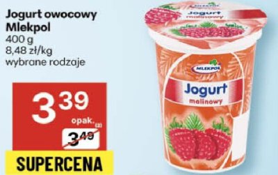 Jogurt owocowy malinowy Mlekpol promocja w Delikatesy Centrum