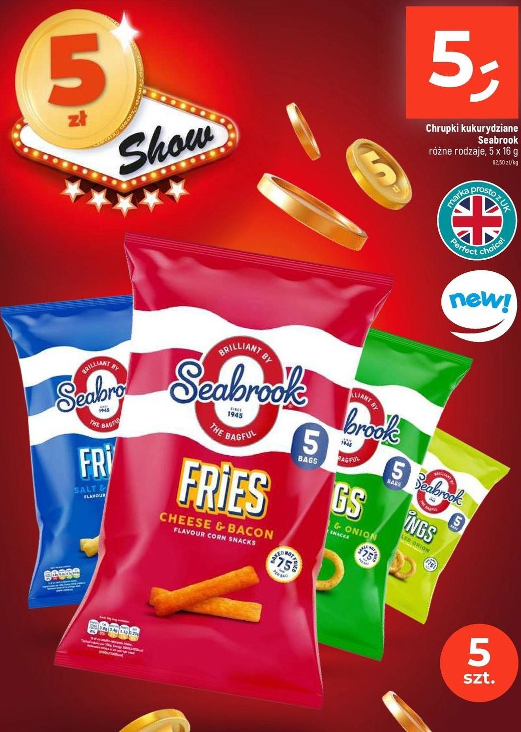 Chrupki fries salt & vinegar Seabrook promocja w Dealz