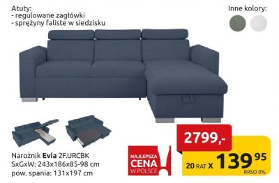 Narożnik Evia 2F/JRCBK promocja w Black Red White