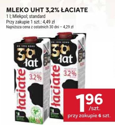 Mleko UHT 3,2% Łaciate promocja w Stokrotka