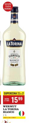Wermut Bianco 1 l La Torina promocja w Biedronka