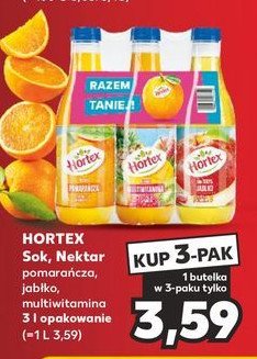 Zestaw: sok pomarańczowy + sok jabłkowy + sok multiwitamina Hortex promocja