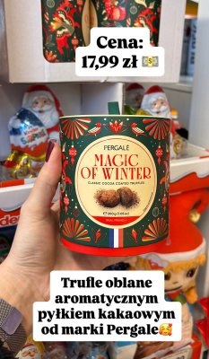 Trufle Magic of Winter oblane aromatycznym pyłkiem kakaowym promocja w Dino