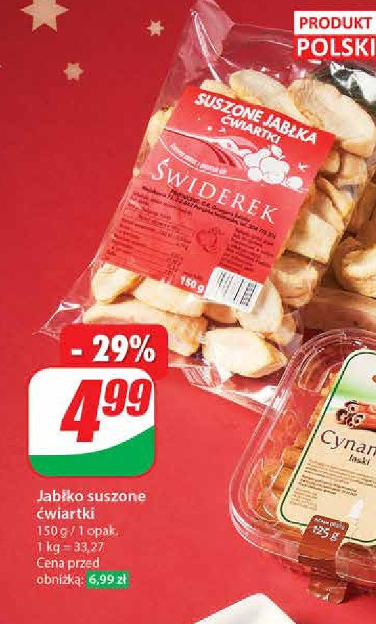 Jabłka suszone ćwiartki ŚWIDEREK promocja