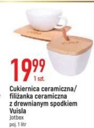 Cukiernica okrągła z drewnianą pokrywką i łyżeczką promocja