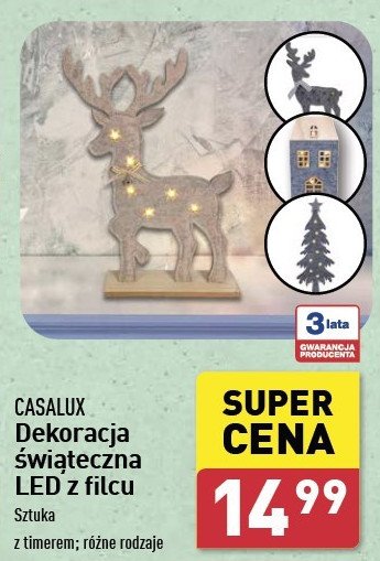 Dekoracja świąteczna led z filcu Casalux promocja w Aldi