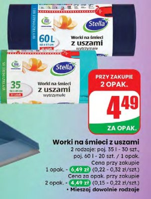 Worki na śmieci z uszami 60 l promocja w Dino