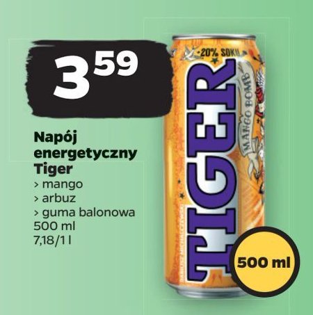 Napój guma turbo Tiger energy drink promocja