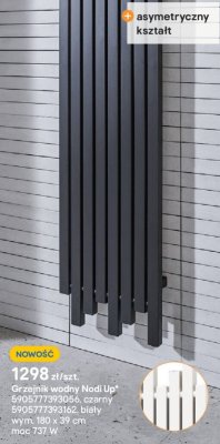 Grzejnik wodny Nodi Up czarny promocja w Castorama