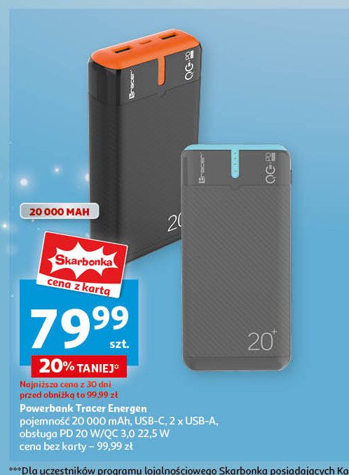 Powerbank energo 20000mah Tracer promocja w Auchan