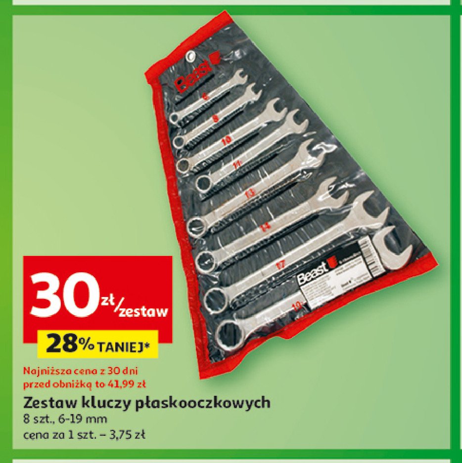 Zestaw kluczy płasko-oczkowych 6-19 mm promocja w Auchan