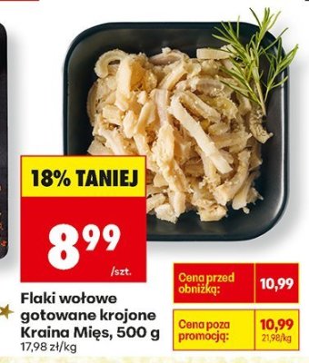 Flaki wołowe gotowane krojone Kraina Mięs, 500 g promocja w Biedronka