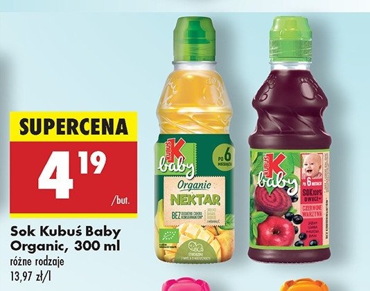 Nektar mango-jabłko KUBUŚ BABY ORGANIC promocja w Biedronka
