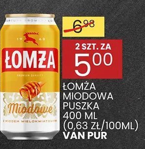 Piwo Łomża Miodowa puszka 400ml promocja w Wafelek