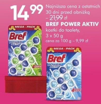 Kostki do toalety Bref Power Aktiv 3 x 50 g promocja w Super-Pharm