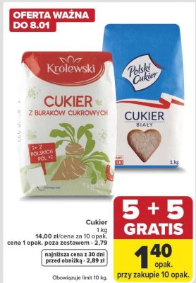 Cukier Królewski z buraków cukrowych 1kg promocja w Carrefour Market
