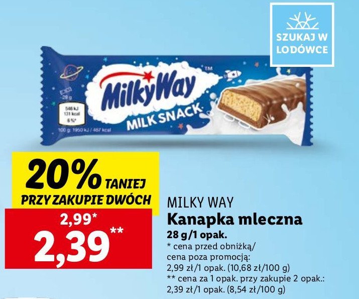 Baton lodowy Milky way milk snack promocja w Lidl
