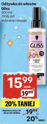 Odżywka do włosów Gliss 200 ml wybrane rodzaje promocja w Delikatesy Centrum