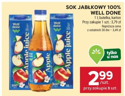 Sok jabłkowy 100% Well Done promocja w Stokrotka