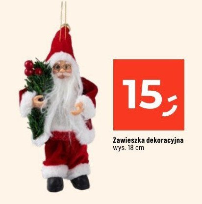 Zawieszka mikołaj 18 cm promocja w Dealz