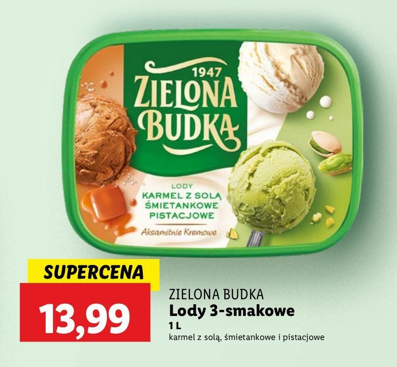 Lody karmel z sol膮, 艣mietankowe, pistacjowe Zielona budka promocja